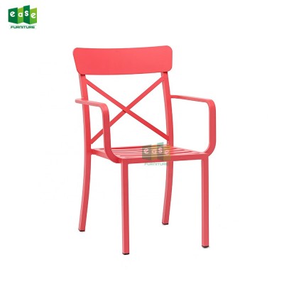 2019 new design aluminum frame stacking metal dining armchair E1157